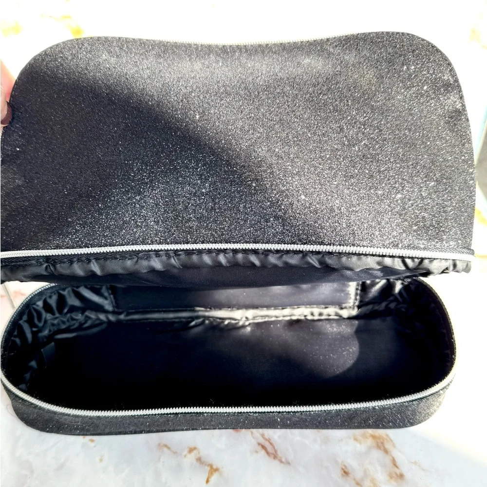 Lancôme Sparkly Clutch Makeup Bag - Black Glittery Toiletry Kit